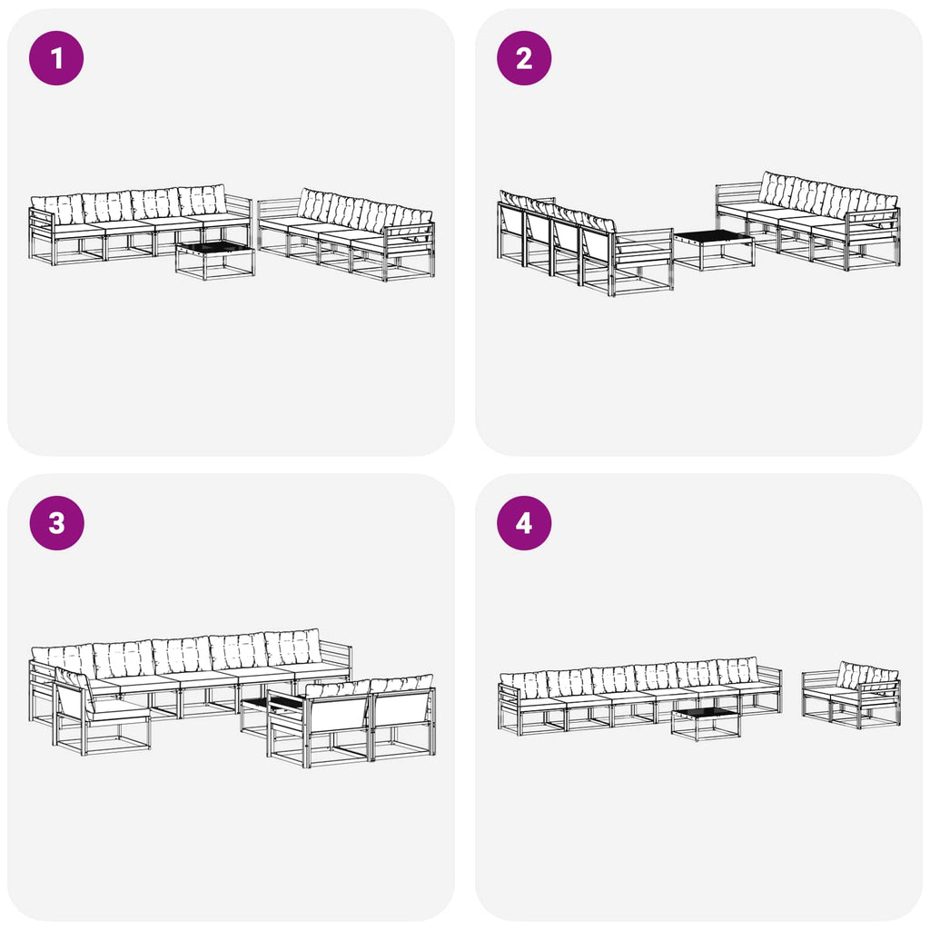 Outdoor-Sofagarnitur 9 pcs Weiß und Schwarz 79 x 79 x 37 cm