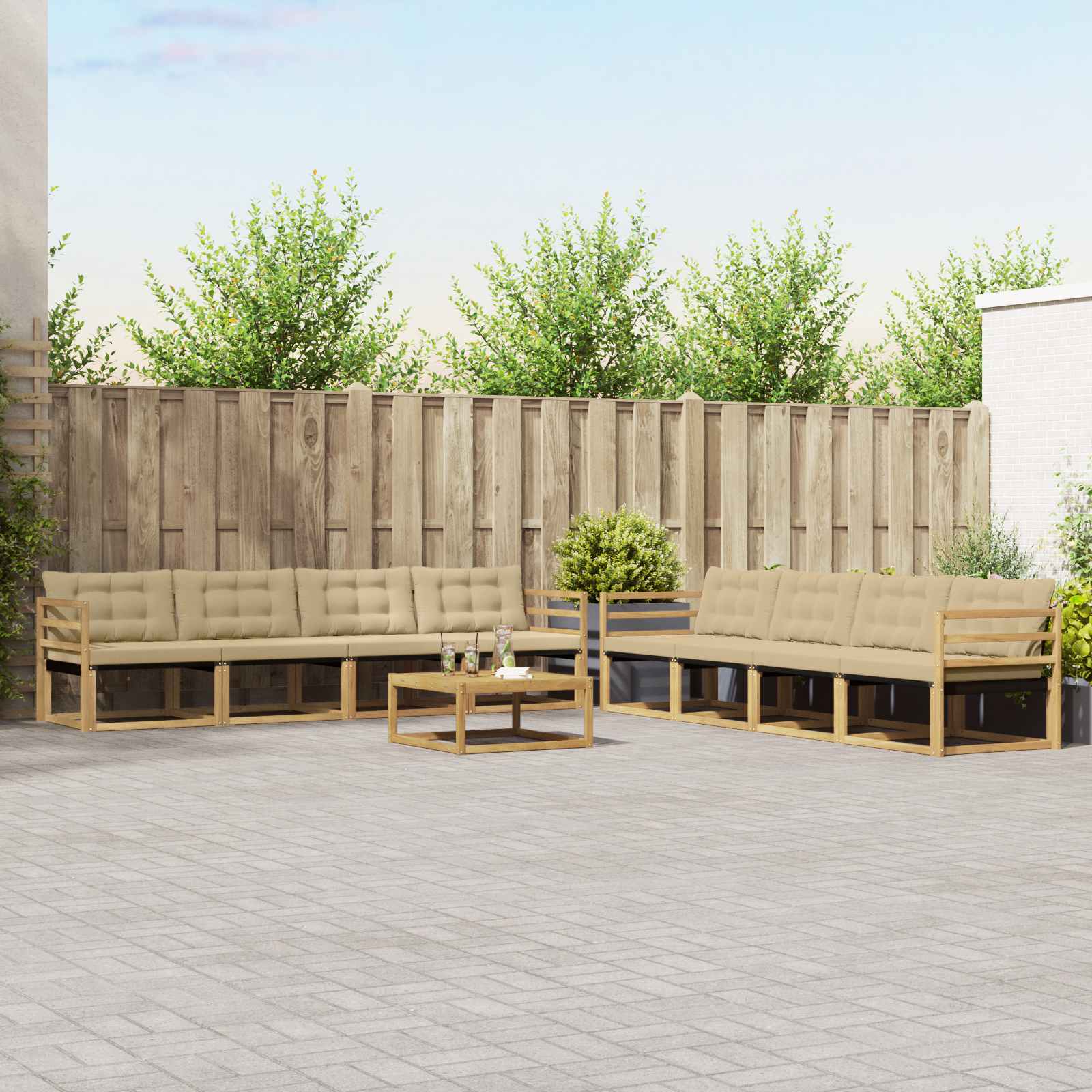Outdoor-Sofagarnitur 9 pcs Weiß und Beige 79 x 79 x 37 cm