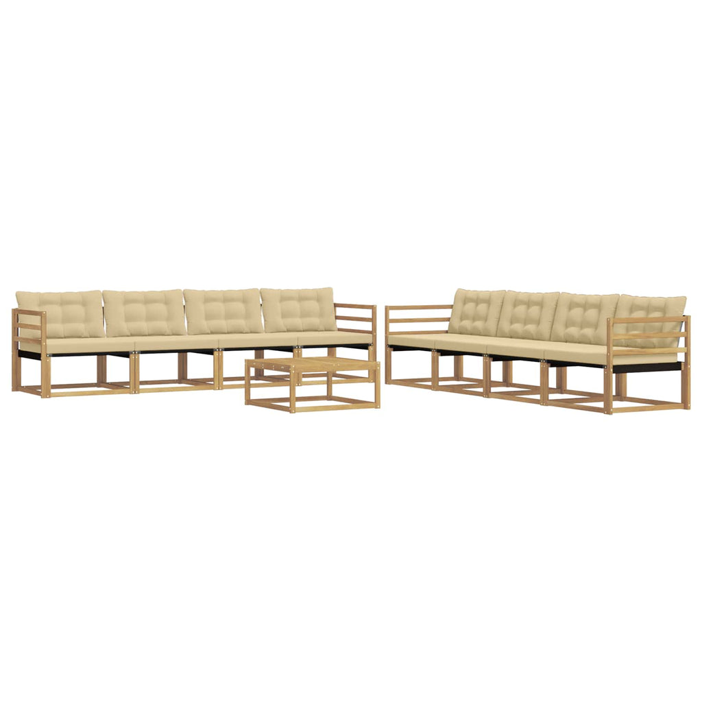 Outdoor-Sofagarnitur 9 pcs Weiß und Beige 79 x 79 x 37 cm