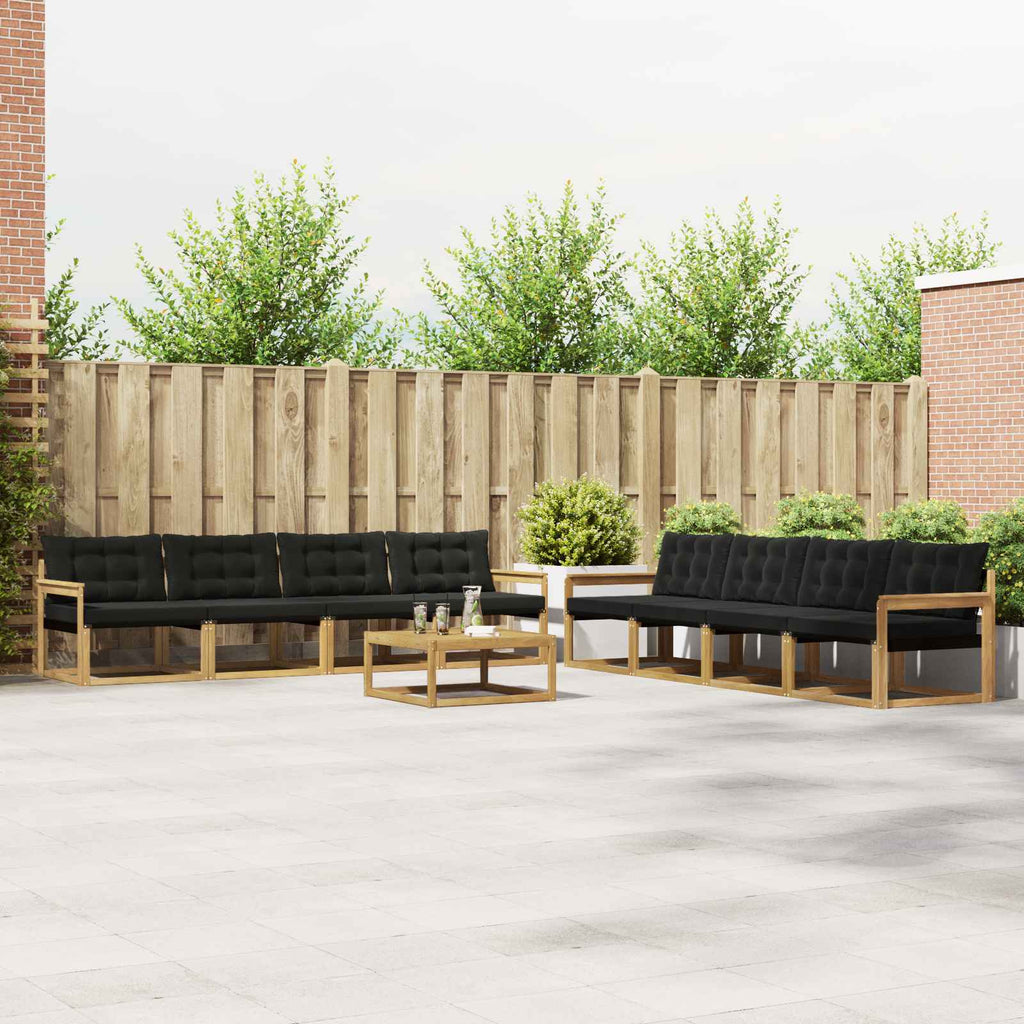 Outdoor-Sofagarnitur 9 pcs Weiß und Schwarz 79 x 79 x 37 cm