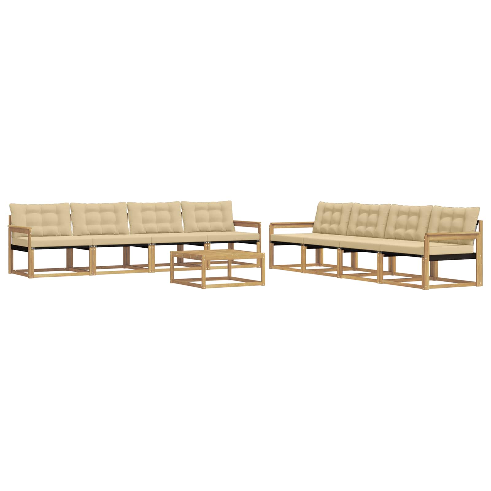 Outdoor-Sofagarnitur 9 pcs Weiß und Beige 79 x 79 x 37 cm