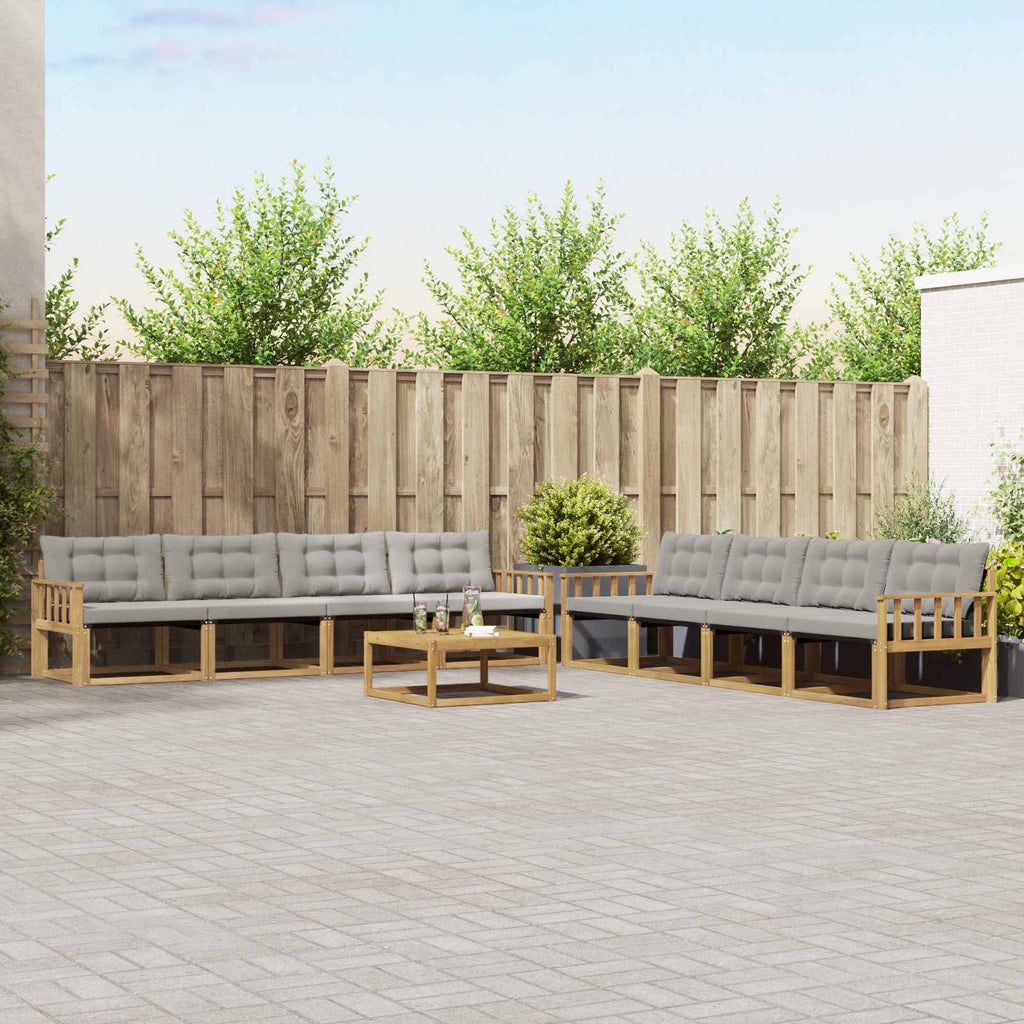 Outdoor-Sofagarnitur 9 pcs Weiß und Hellgrau 79 x 79 x 37 cm