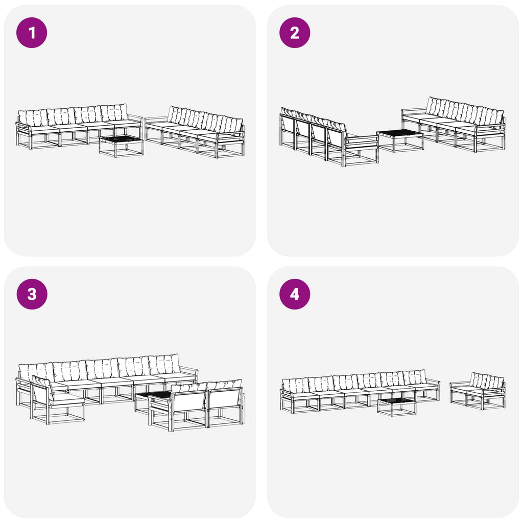 Outdoor-Sofagarnitur 9 pcs Weiß und Creme 79 x 79 x 37 cm