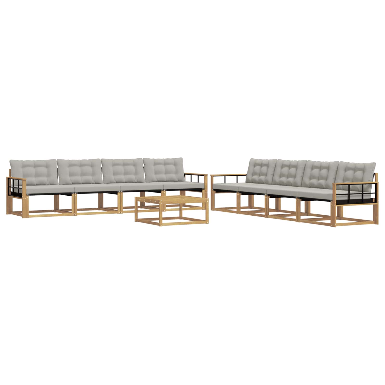 Outdoor-Sofagarnitur 9 pcs Weiß und Hellgrau 79 x 79 x 37 cm