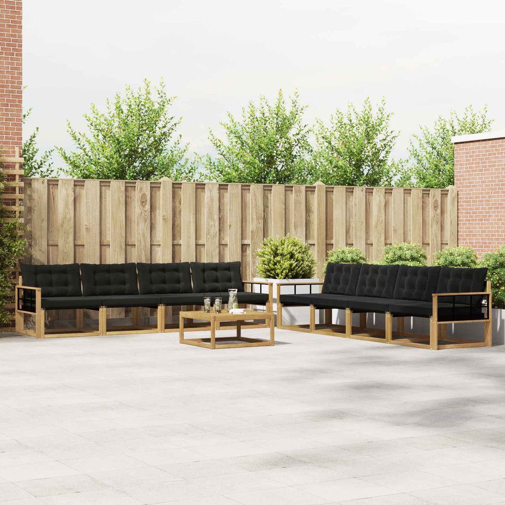 Outdoor-Sofagarnitur 9 pcs Weiß und Schwarz 79 x 79 x 37 cm