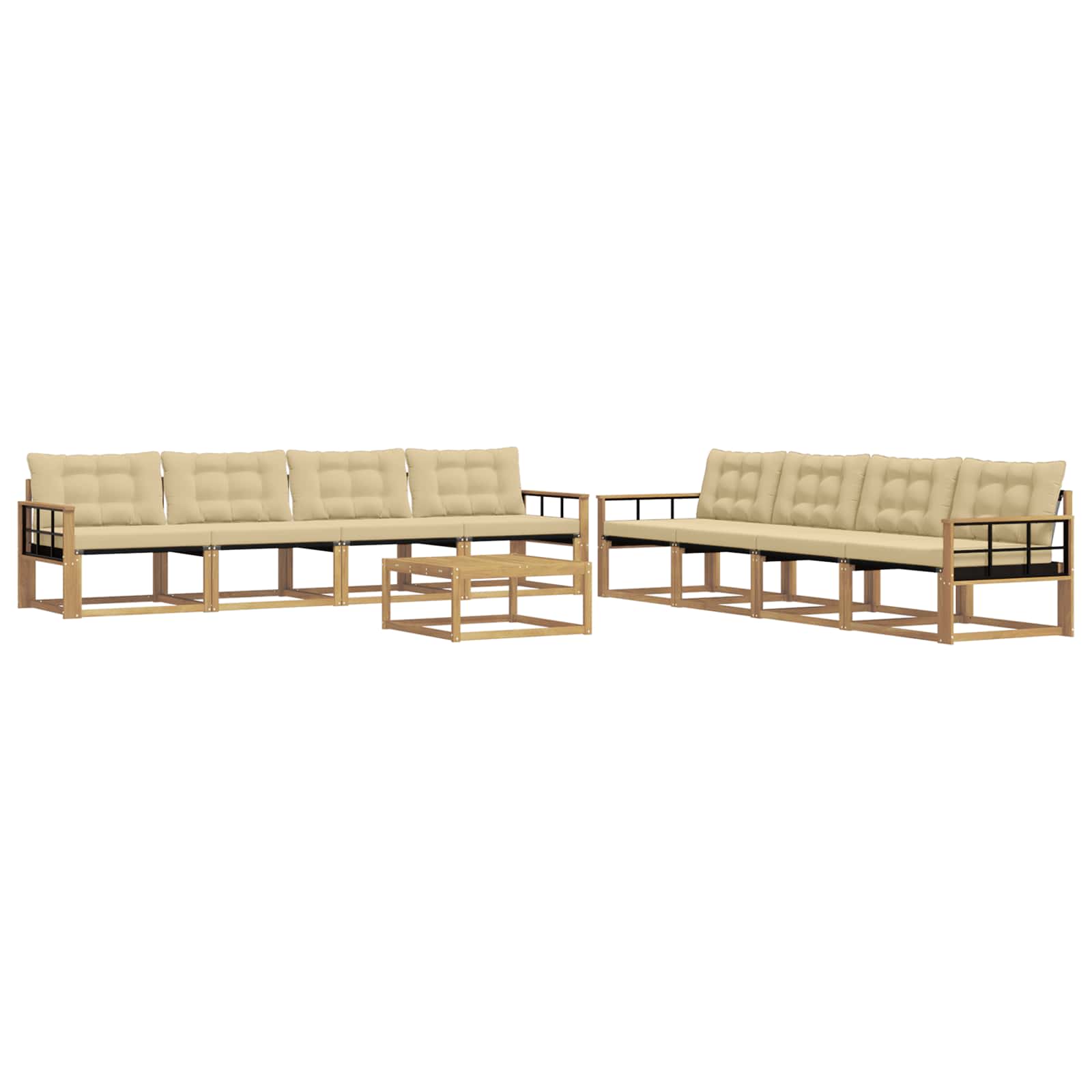 Outdoor-Sofagarnitur 9 pcs Weiß und Beige 79 x 79 x 37 cm