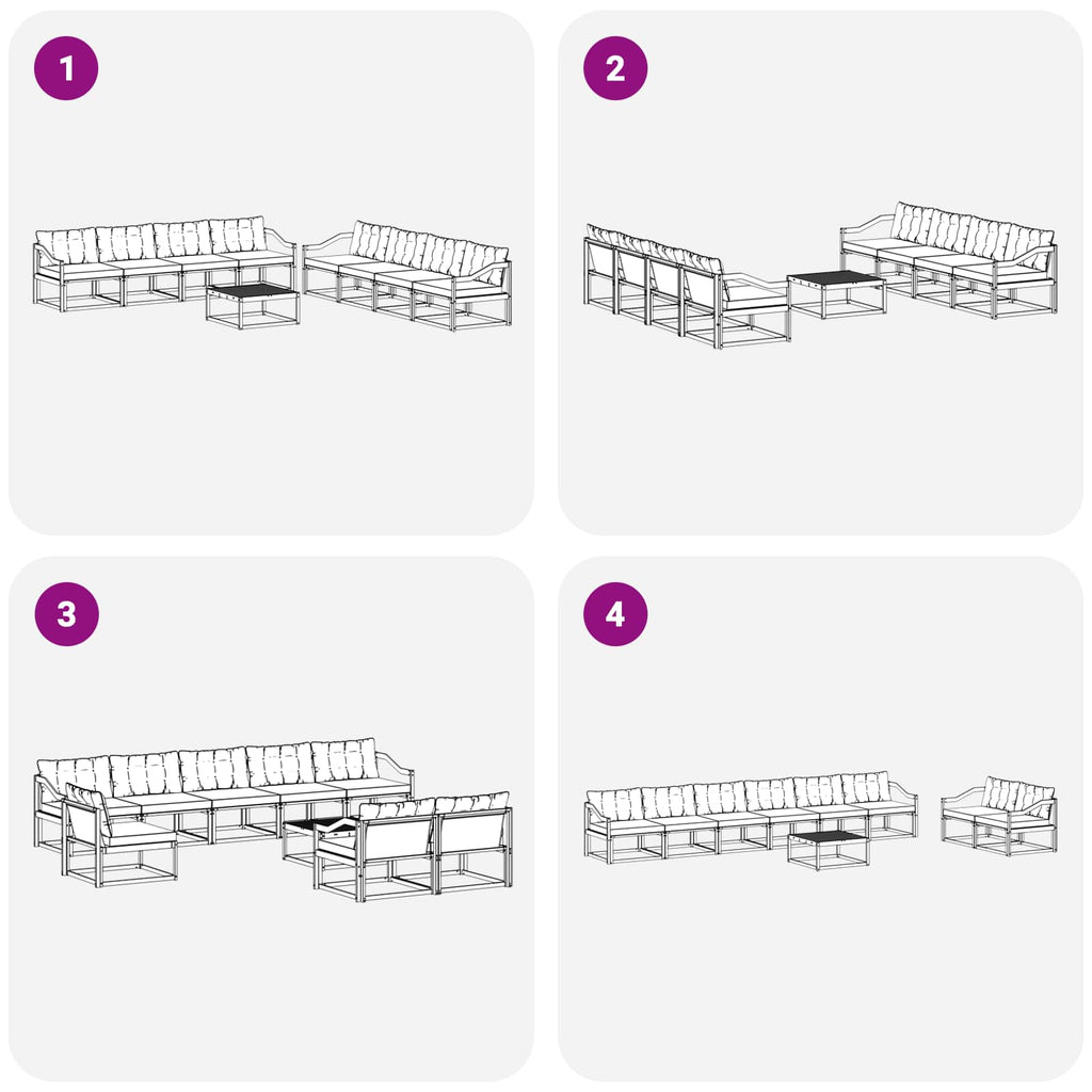 Outdoor-Sofagarnitur 9 pcs Weiß und Hellgrau 79 x 79 x 37 cm