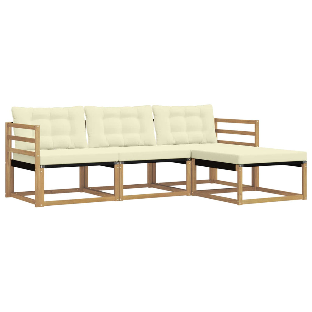 Outdoor-Sofagarnitur mit Kissen 4 pcs Weiß und Creme