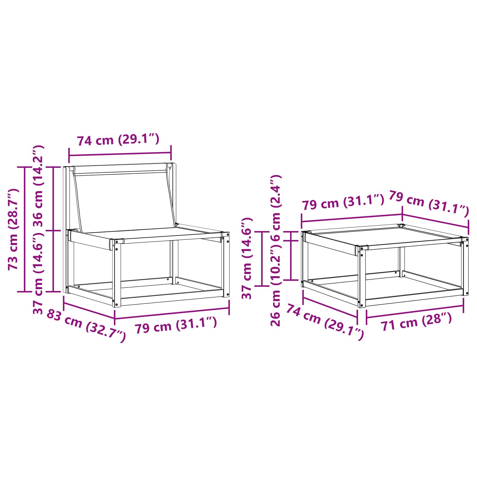Outdoor-Sofagarnitur mit Kissen 4 pcs Weiß und Creme
