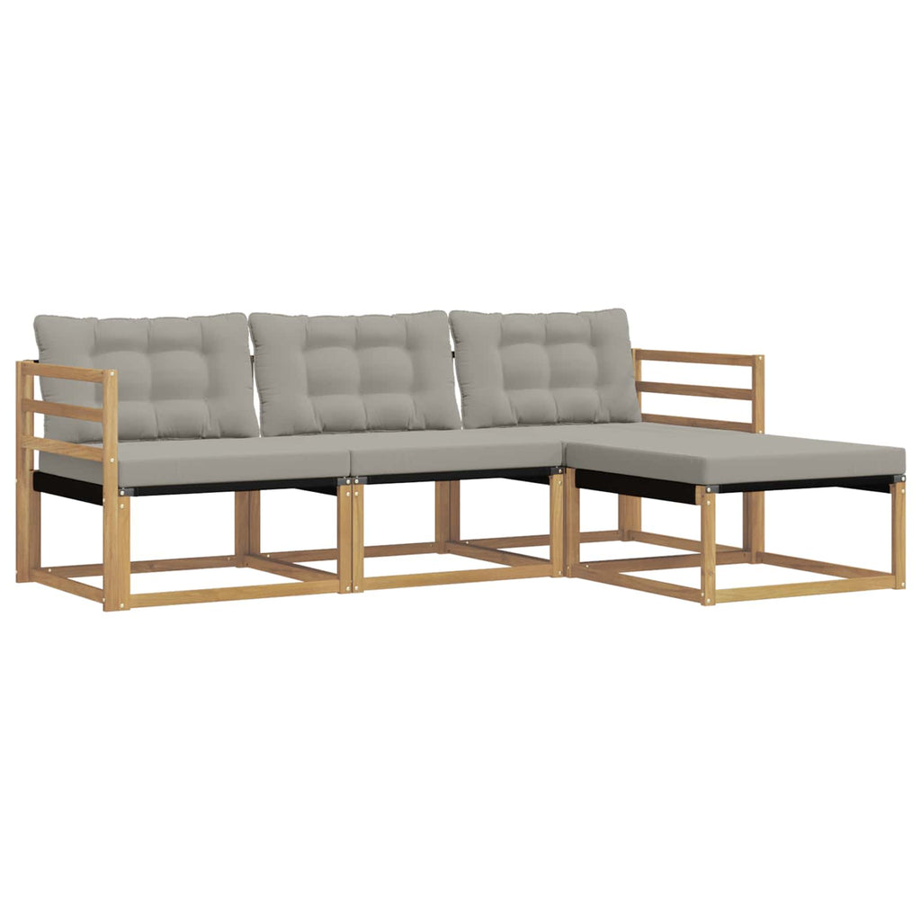 Outdoor-Sofagarnitur mit Kissen 4 pcs Weiß und Hellgrau