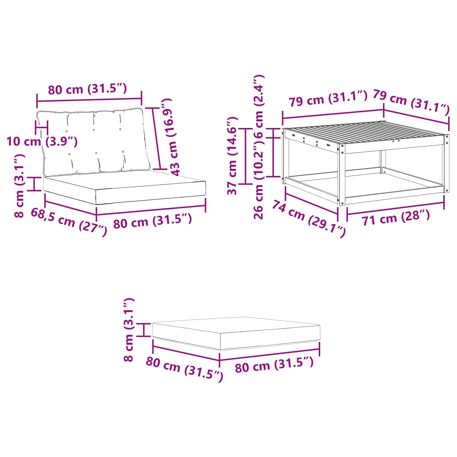 Outdoor-Sofagarnitur mit Kissen 4 pcs Weiß und Hellgrau