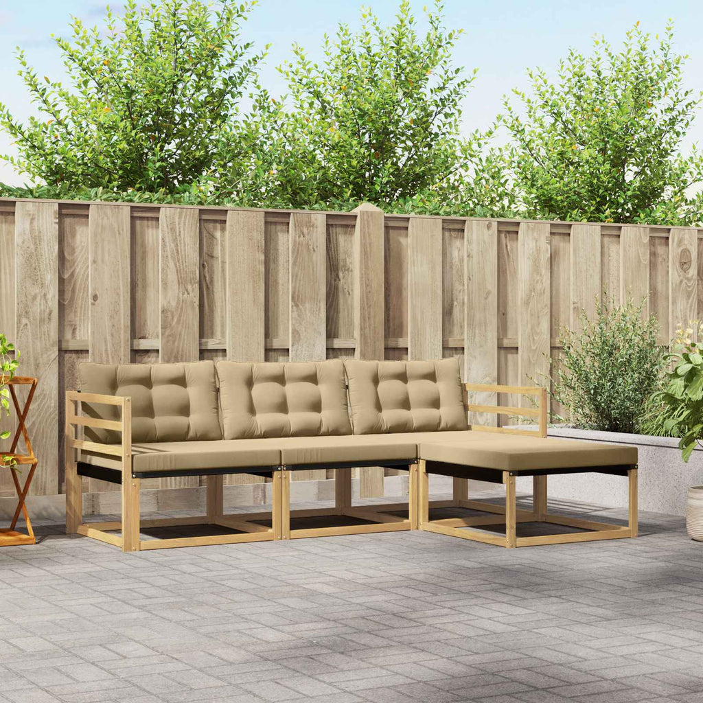 Outdoor-Sofagarnitur mit Kissen 4 pcs Weiß und Beige