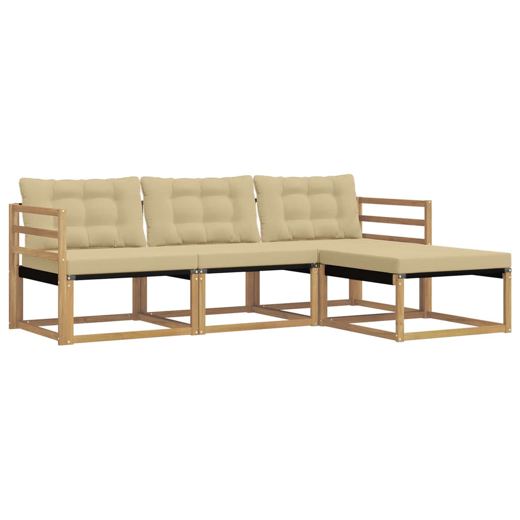 Outdoor-Sofagarnitur mit Kissen 4 pcs Weiß und Beige