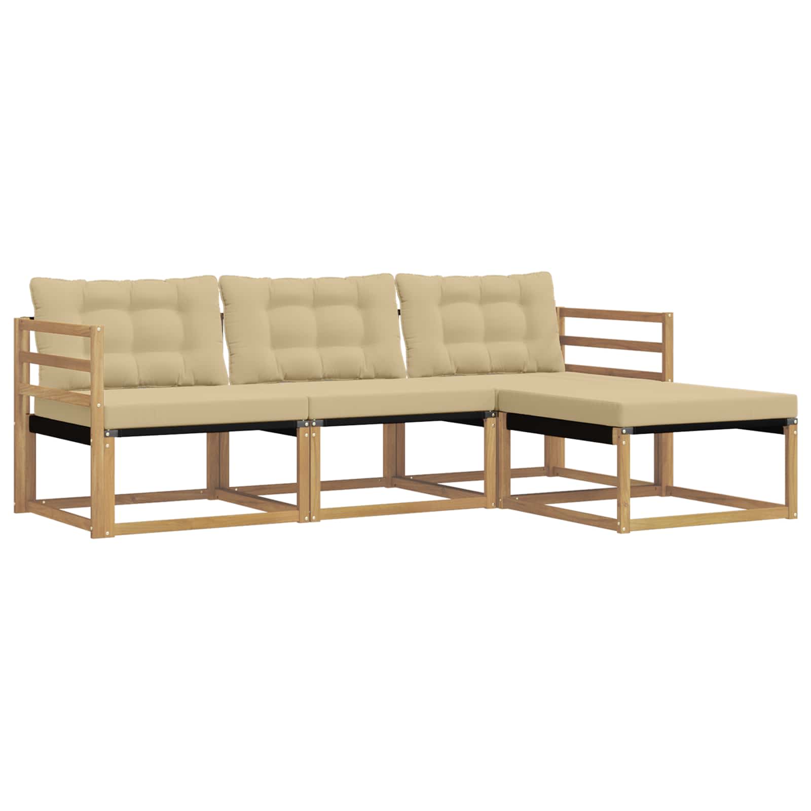 Outdoor-Sofagarnitur mit Kissen 4 pcs Weiß und Beige
