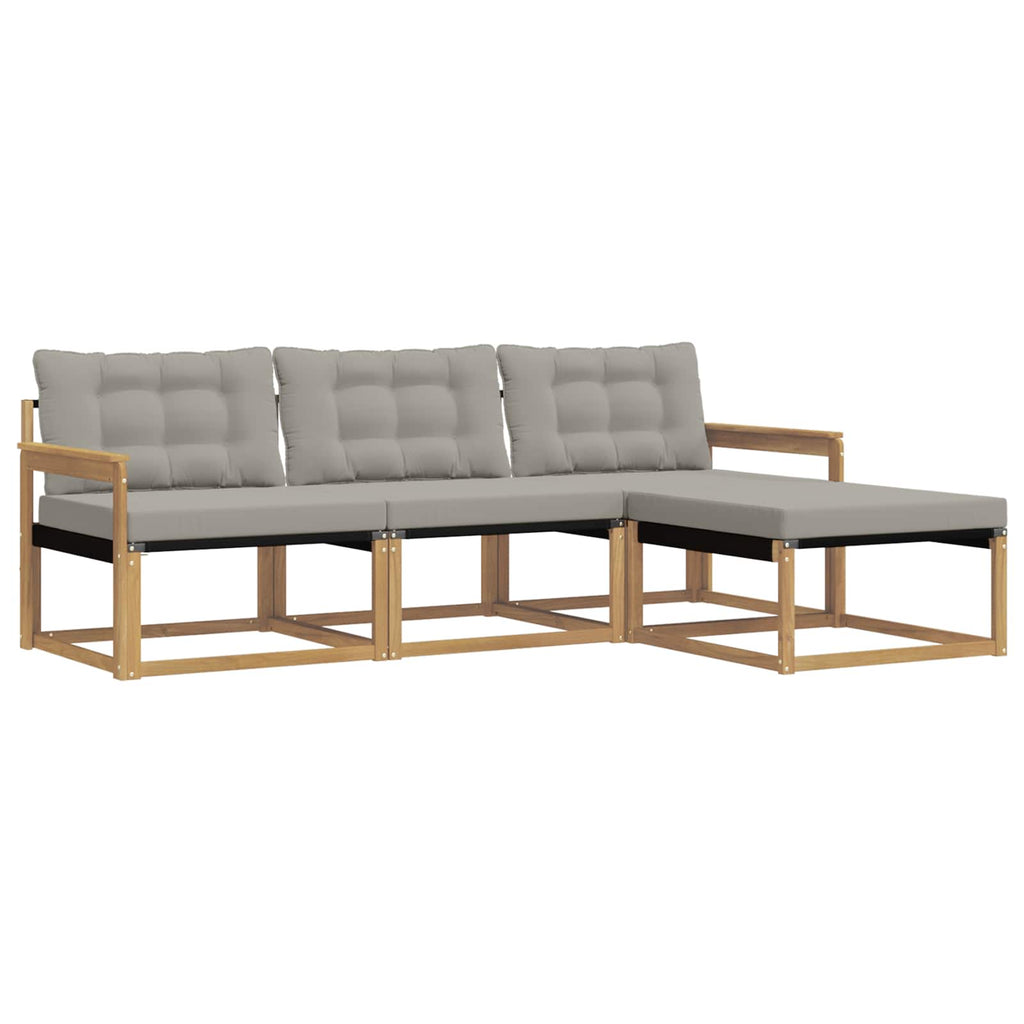 Outdoor-Sofagarnitur mit Kissen 4 pcs Weiß und Hellgrau