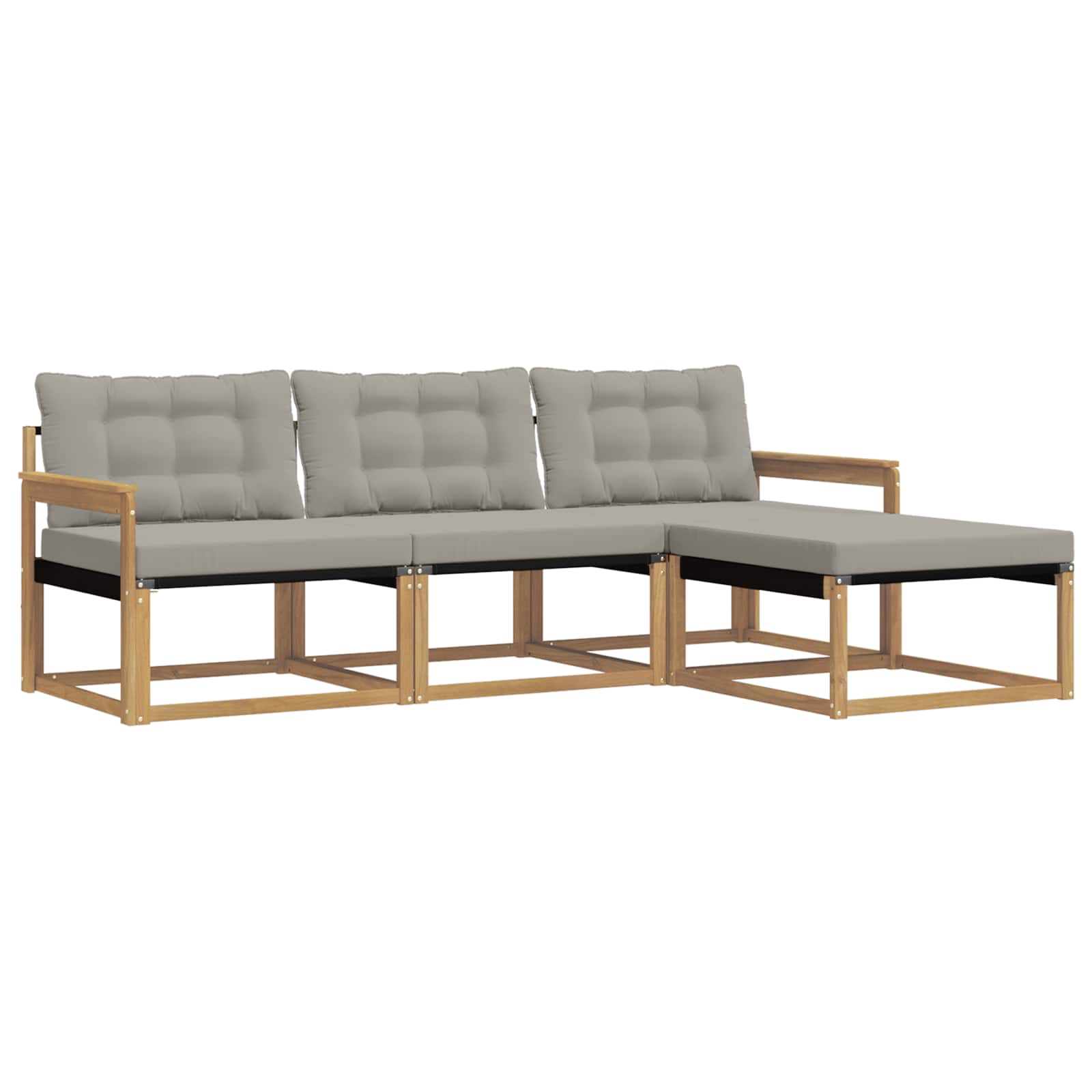 Outdoor-Sofagarnitur mit Kissen 4 pcs Weiß und Hellgrau