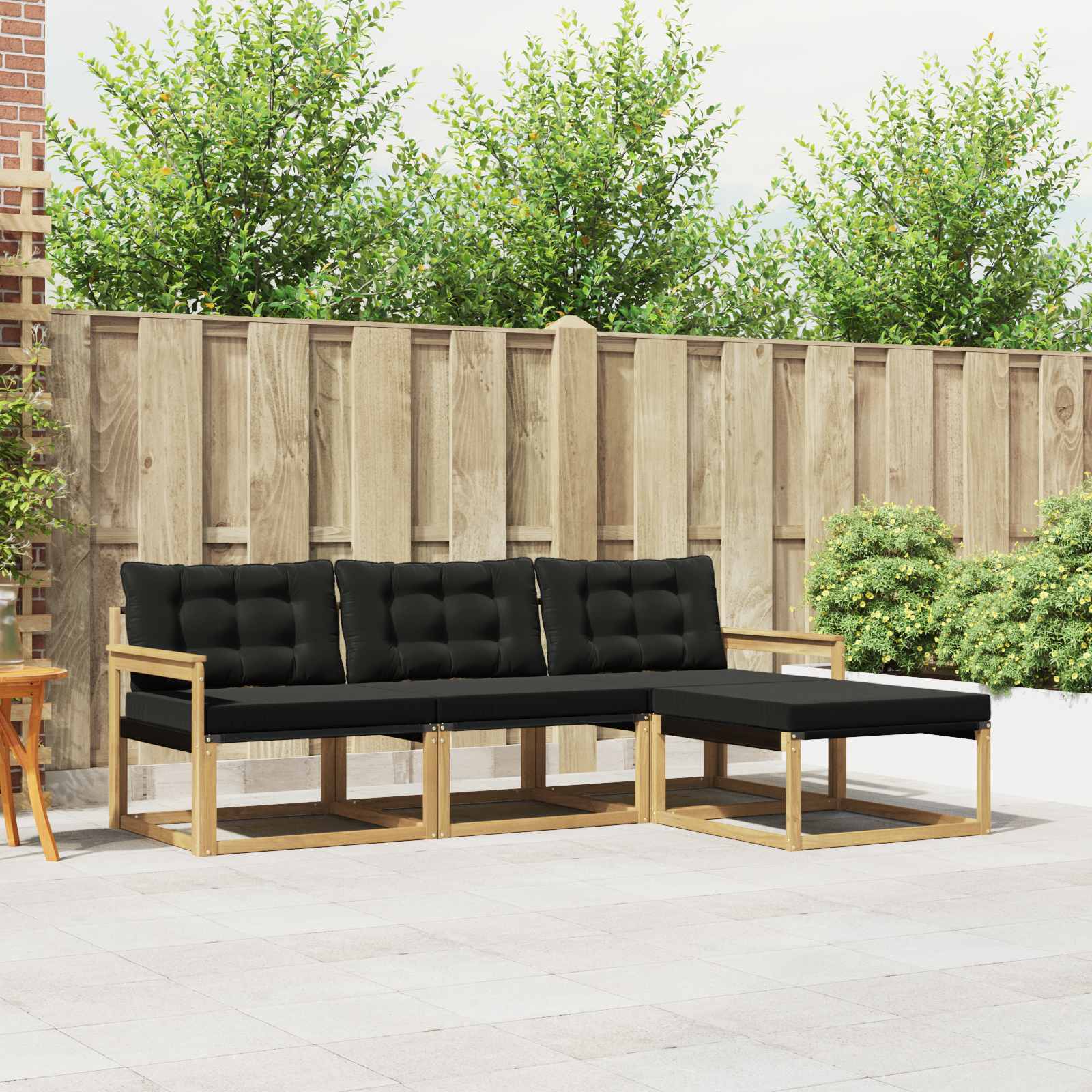 Outdoor-Sofagarnitur mit Kissen 4 pcs Weiß und Schwarz