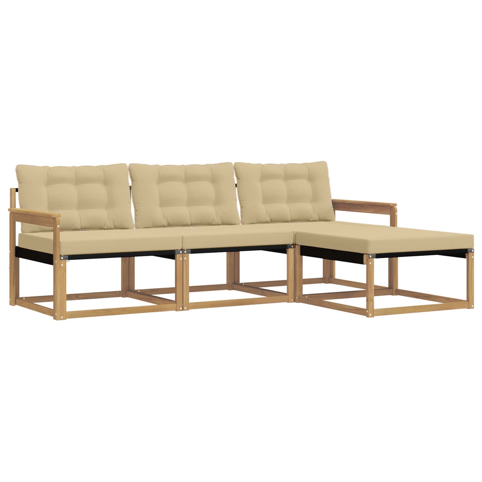 Outdoor-Sofagarnitur mit Kissen 4 pcs Weiß und Beige
