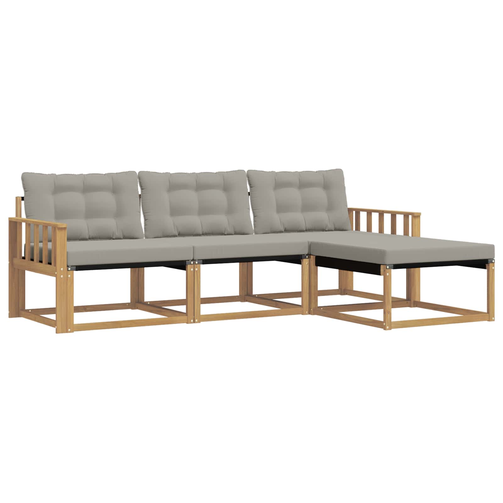 Outdoor-Sofagarnitur mit Kissen 4 pcs Weiß und Hellgrau