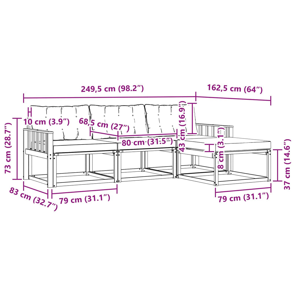 Outdoor-Sofagarnitur mit Kissen 4 pcs Weiß und Schwarz