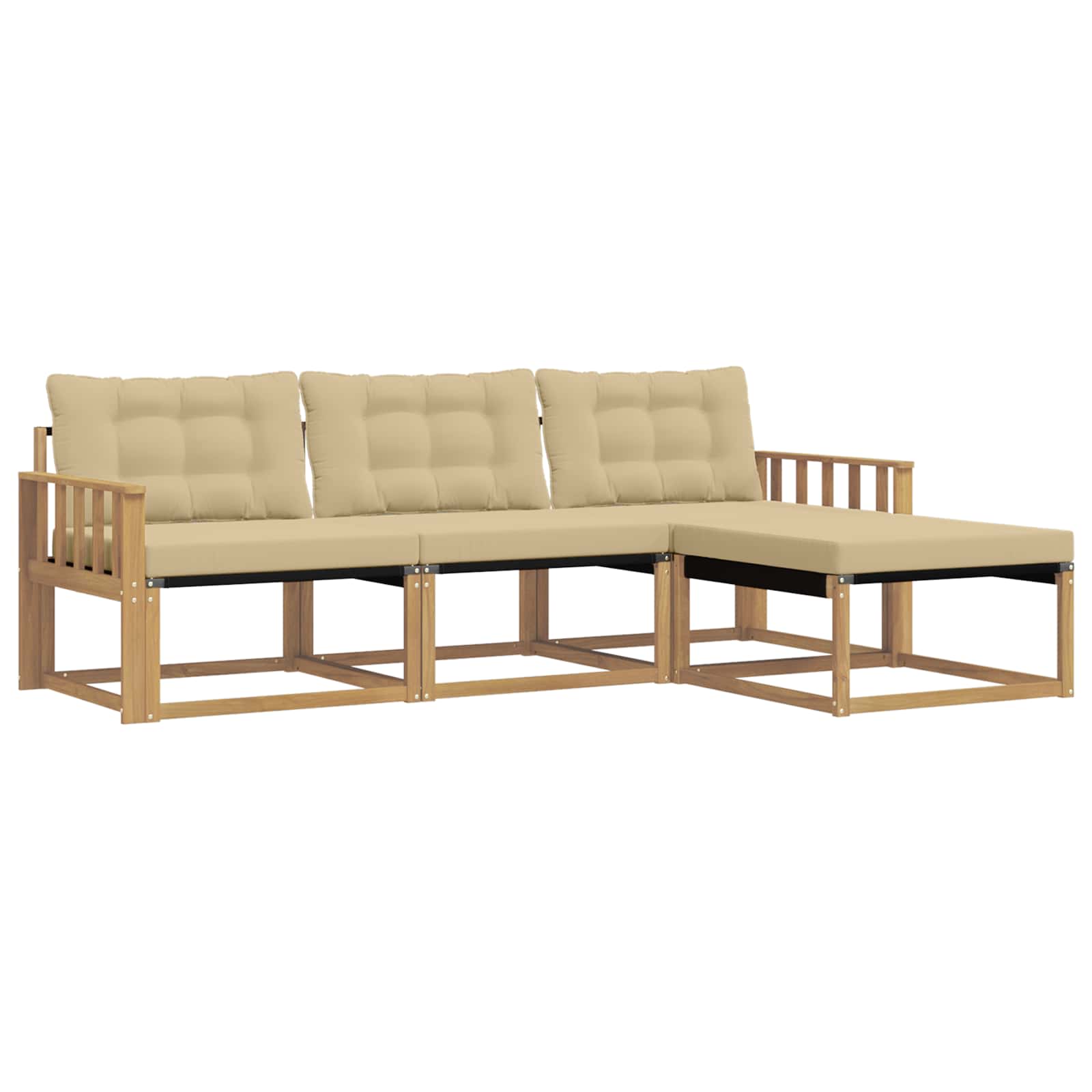 Outdoor-Sofagarnitur mit Kissen 4 pcs Weiß und Beige
