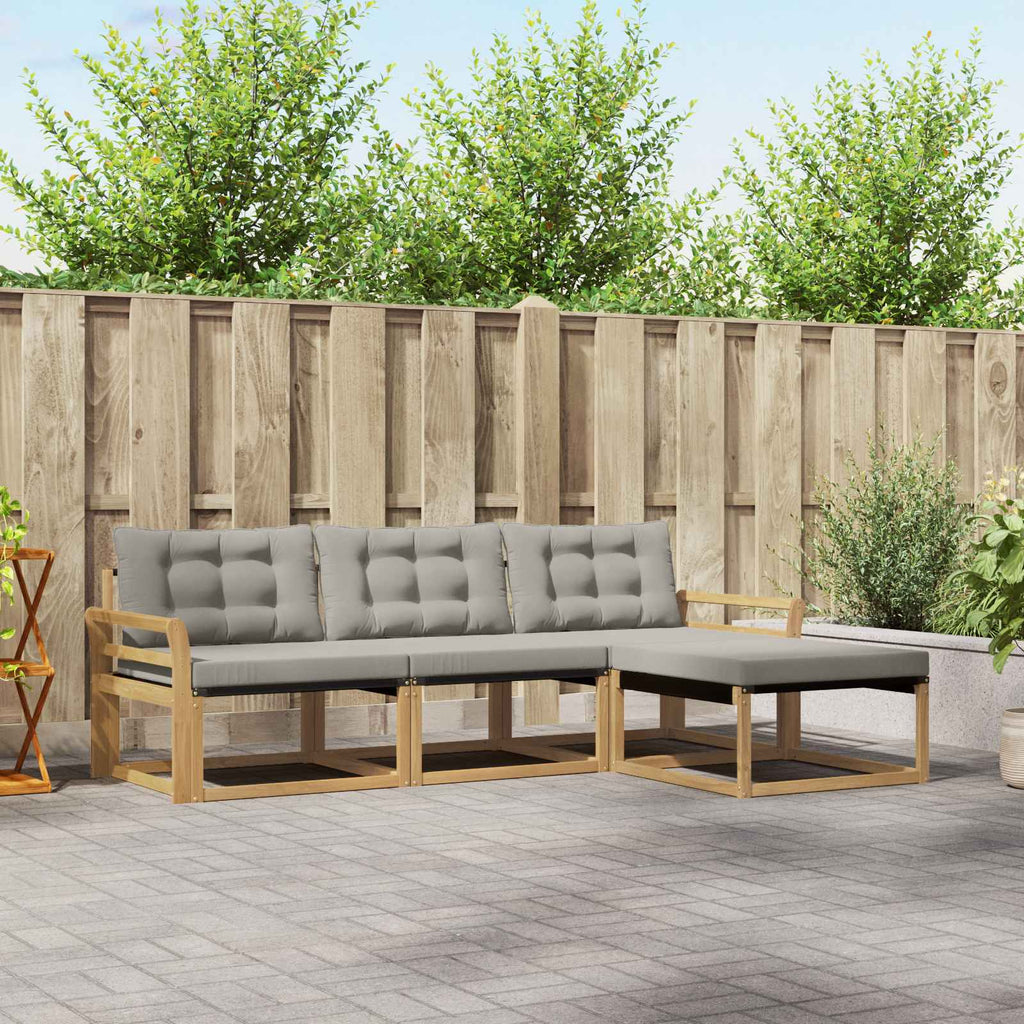 Outdoor-Sofagarnitur mit Kissen 4 pcs Weiß und Hellgrau