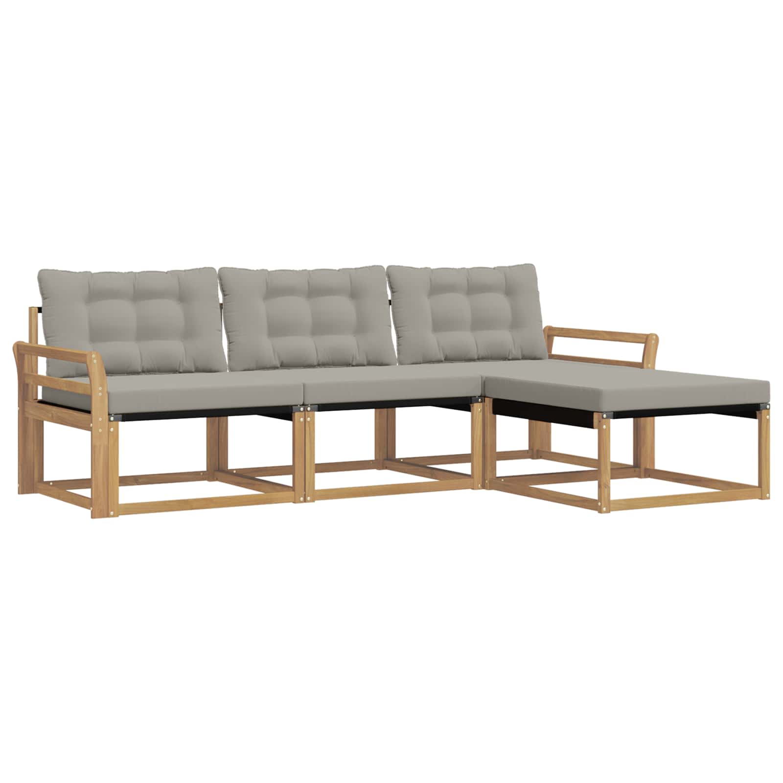 Outdoor-Sofagarnitur mit Kissen 4 pcs Weiß und Hellgrau
