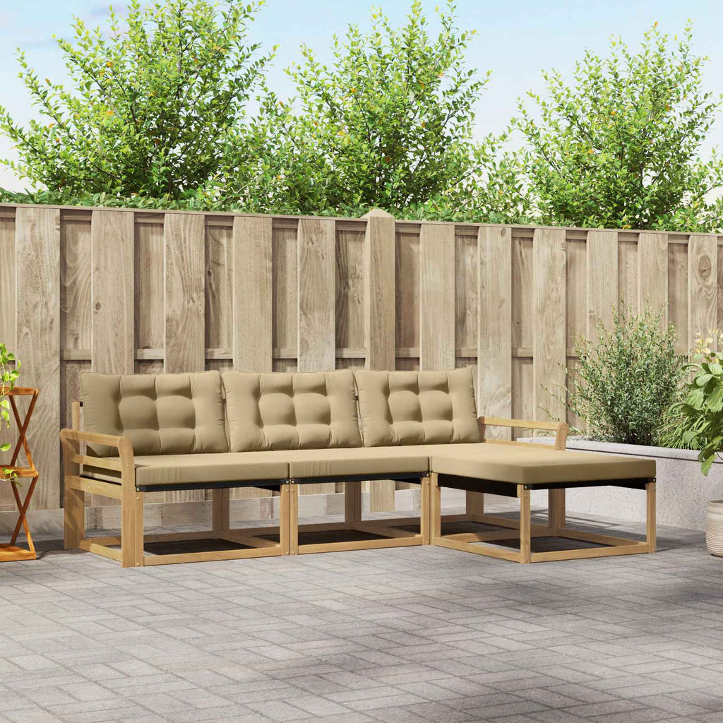 Outdoor-Sofagarnitur mit Kissen 4 pcs Weiß und Beige