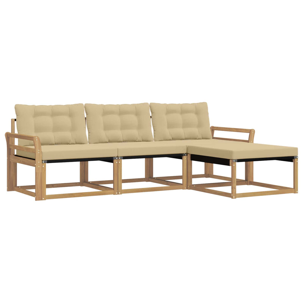 Outdoor-Sofagarnitur mit Kissen 4 pcs Weiß und Beige