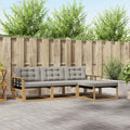 Outdoor-Sofagarnitur mit Kissen 4 pcs Weiß und Hellgrau