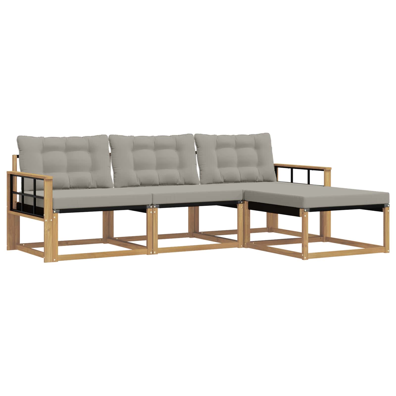 Outdoor-Sofagarnitur mit Kissen 4 pcs Weiß und Hellgrau