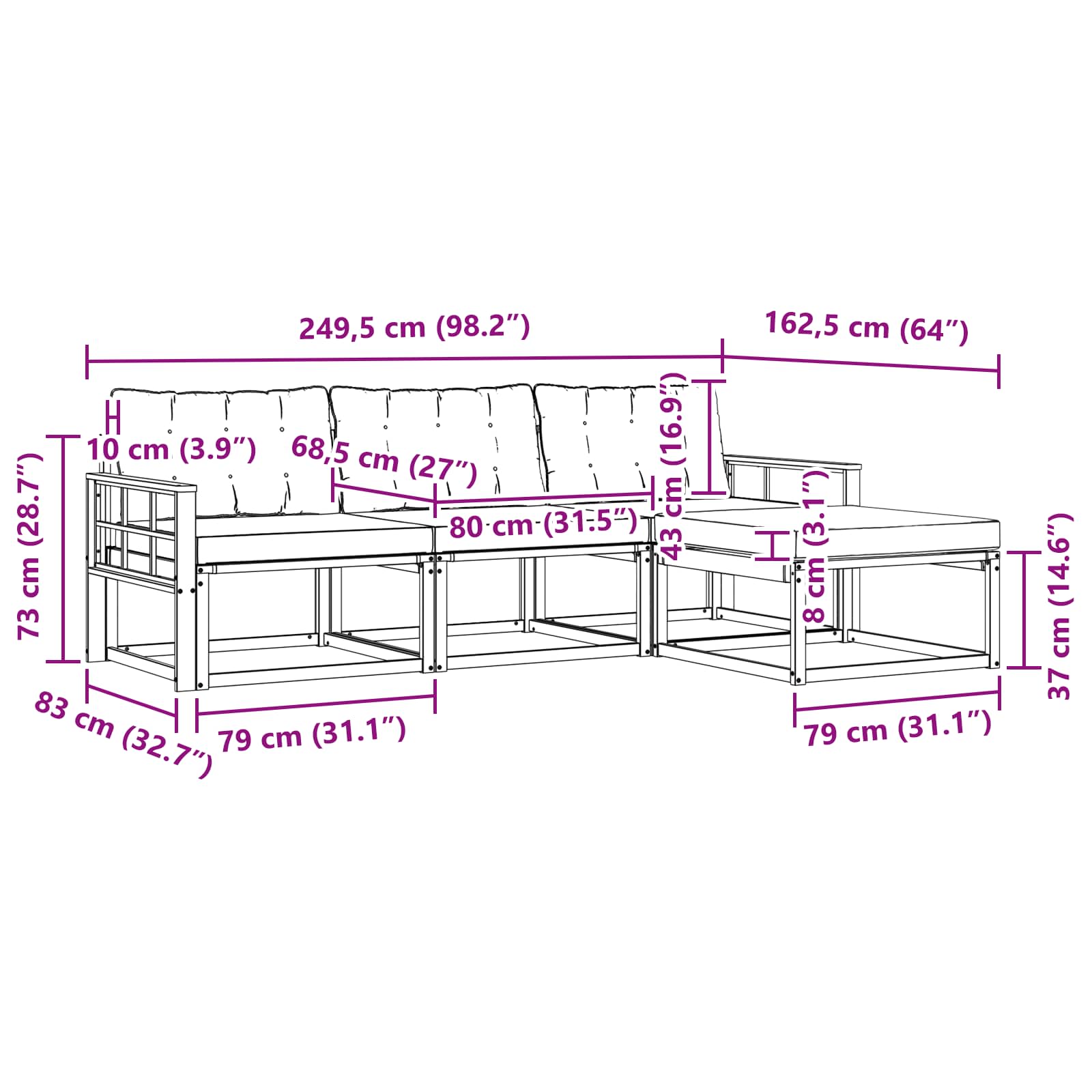 Outdoor-Sofagarnitur mit Kissen 4 pcs Weiß und Hellgrau