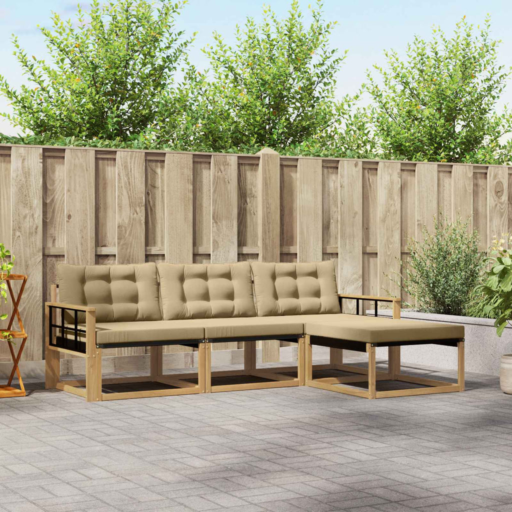 Outdoor-Sofagarnitur mit Kissen 4 pcs Weiß und Beige