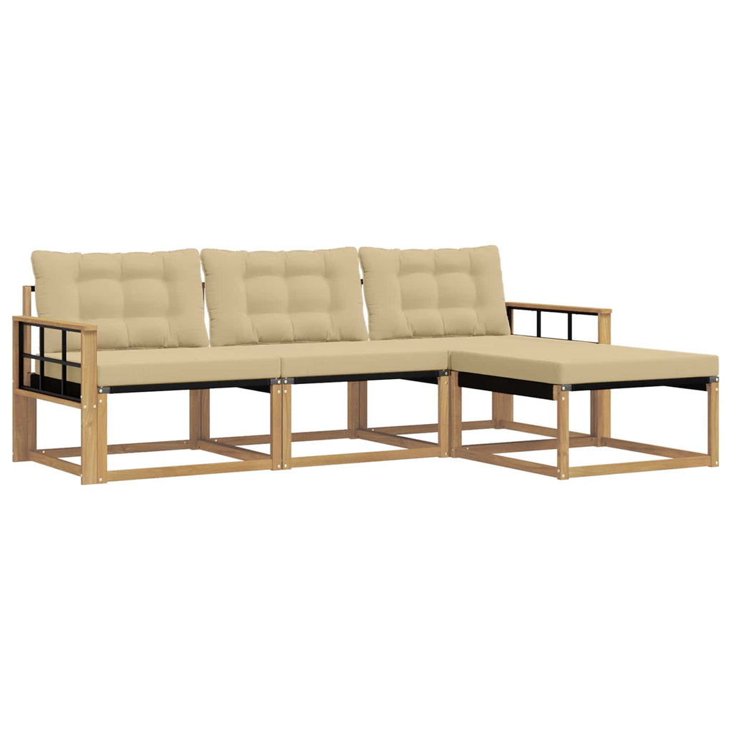 Outdoor-Sofagarnitur mit Kissen 4 pcs Weiß und Beige
