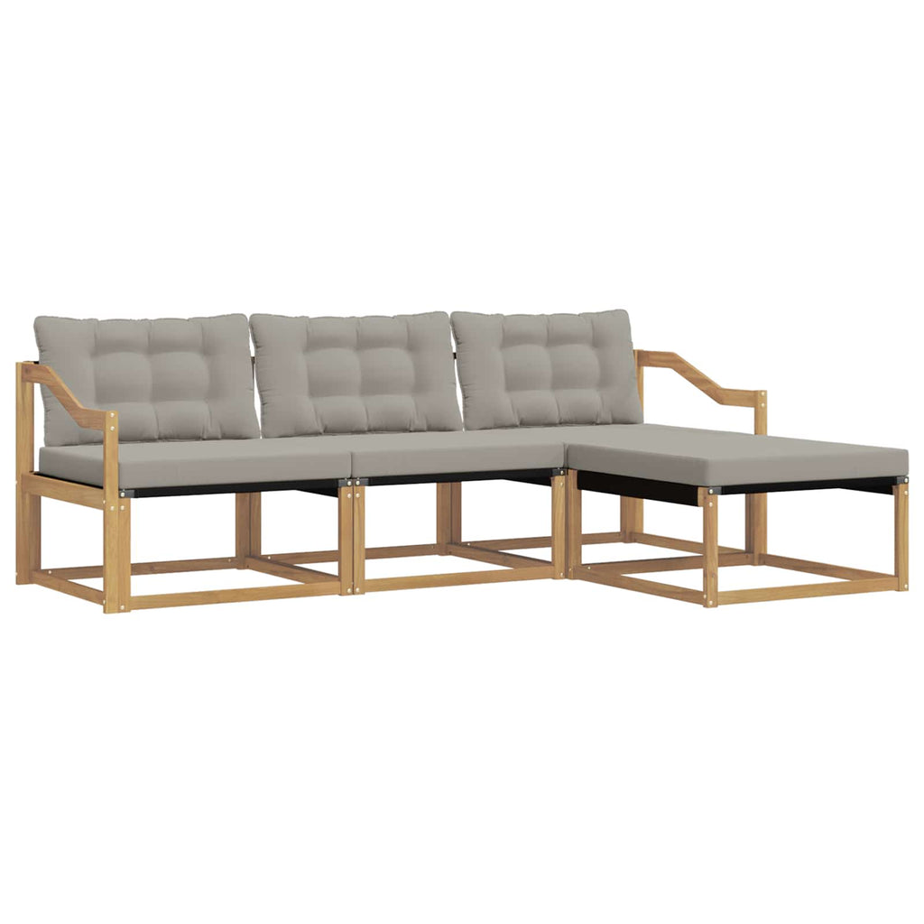 Outdoor-Sofagarnitur mit Kissen 4 pcs Weiß und Hellgrau