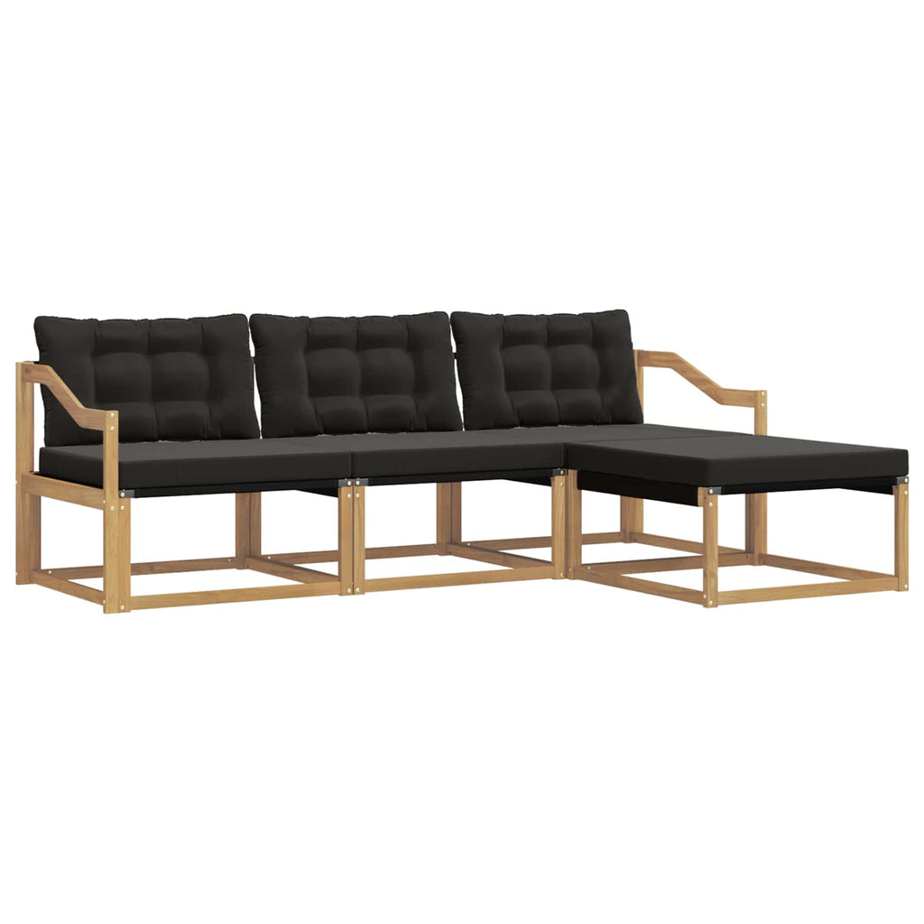Outdoor-Sofagarnitur mit Kissen 4 pcs Weiß und Schwarz
