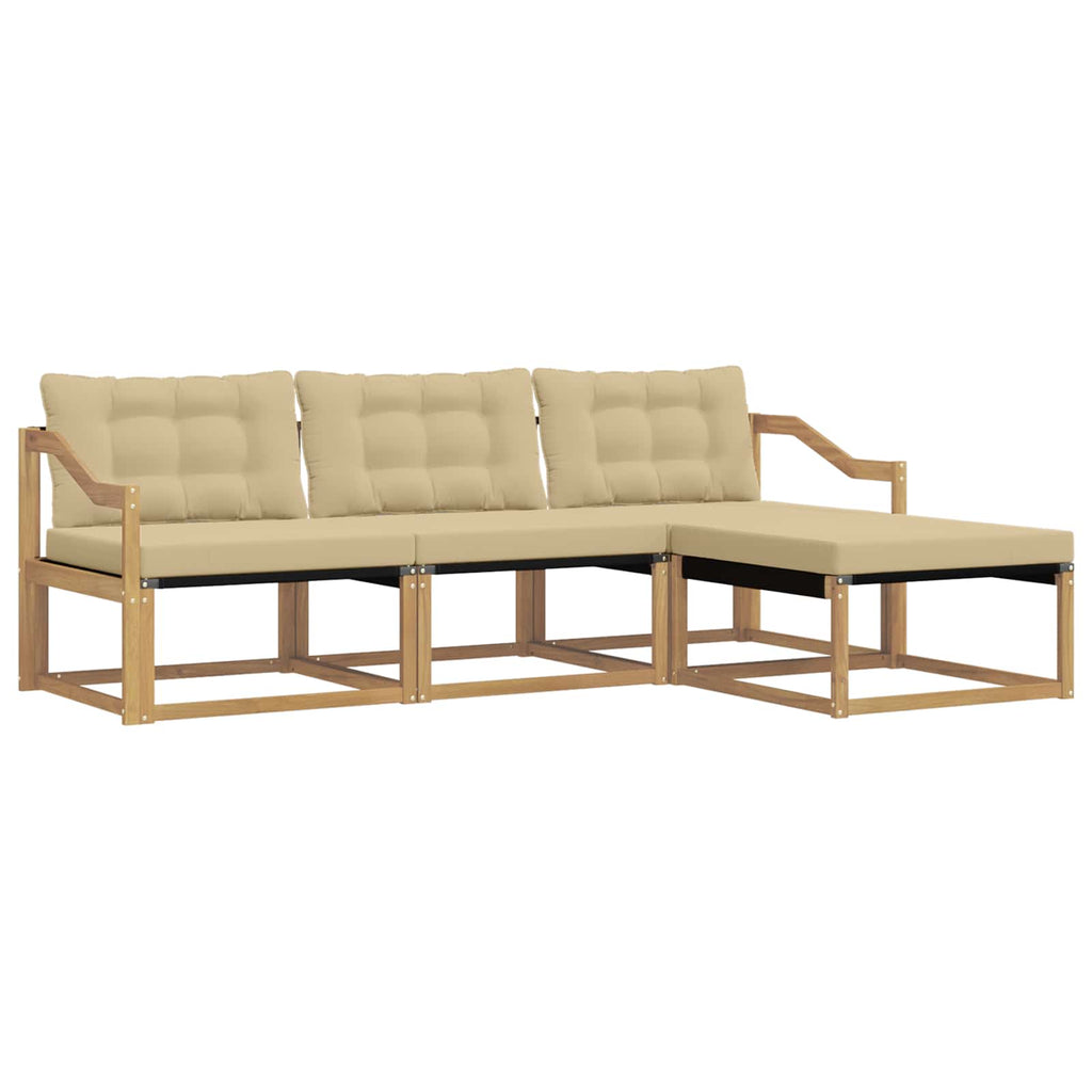 Outdoor-Sofagarnitur mit Kissen 4 pcs Weiß und Beige