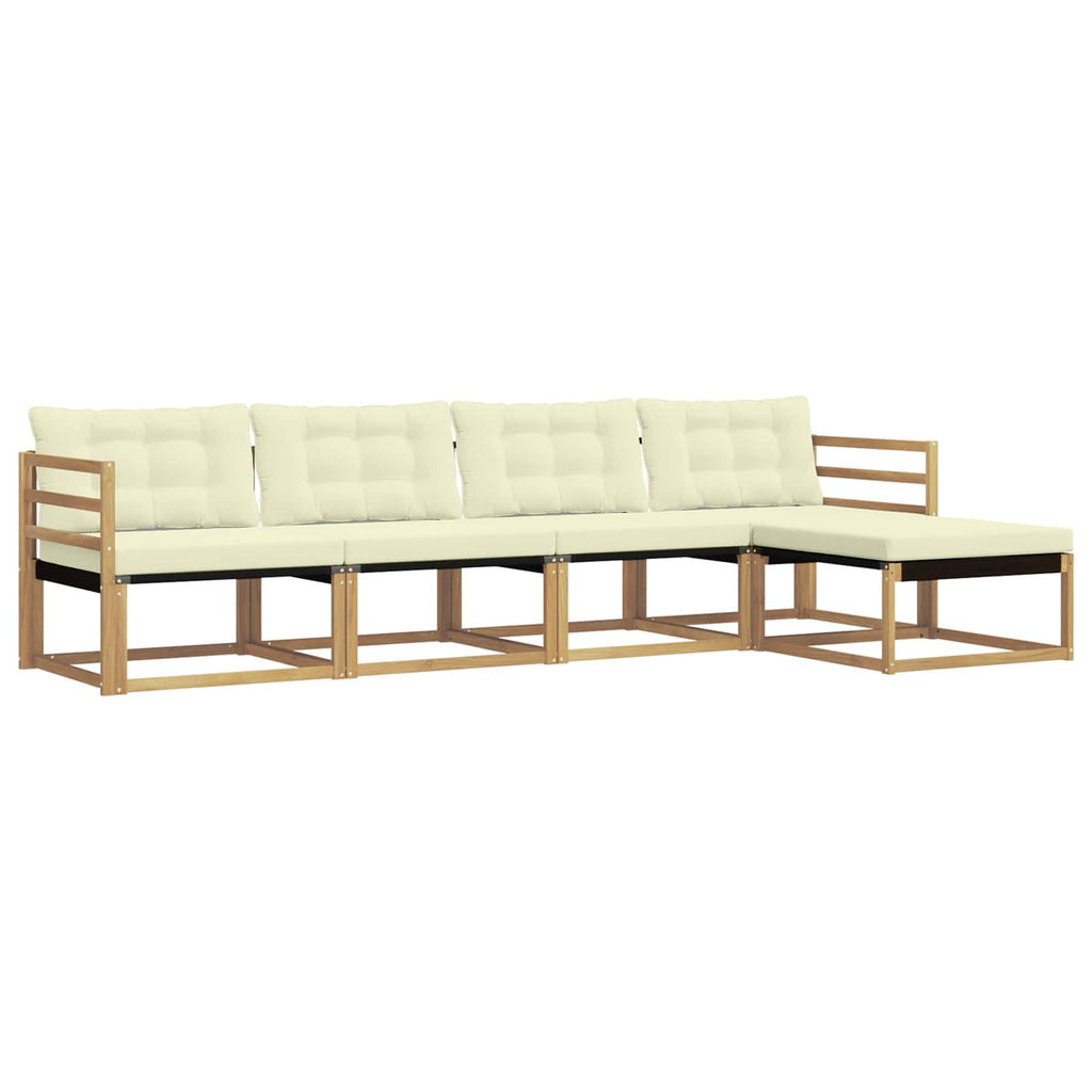 Outdoor-Sofagarnitur mit Kissen 5 pcs Weiß und Creme