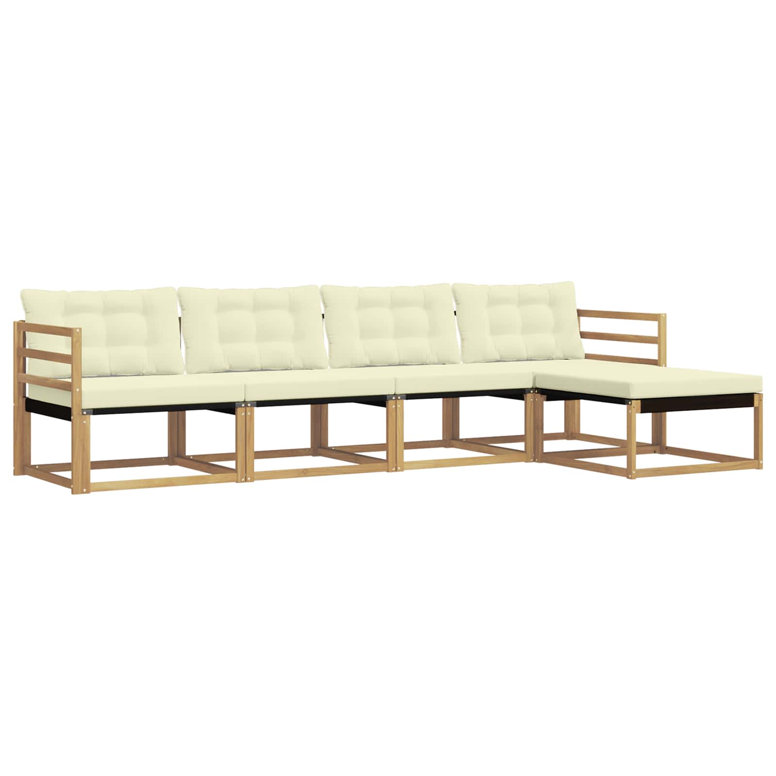 Outdoor-Sofagarnitur mit Kissen 5 pcs Weiß und Creme