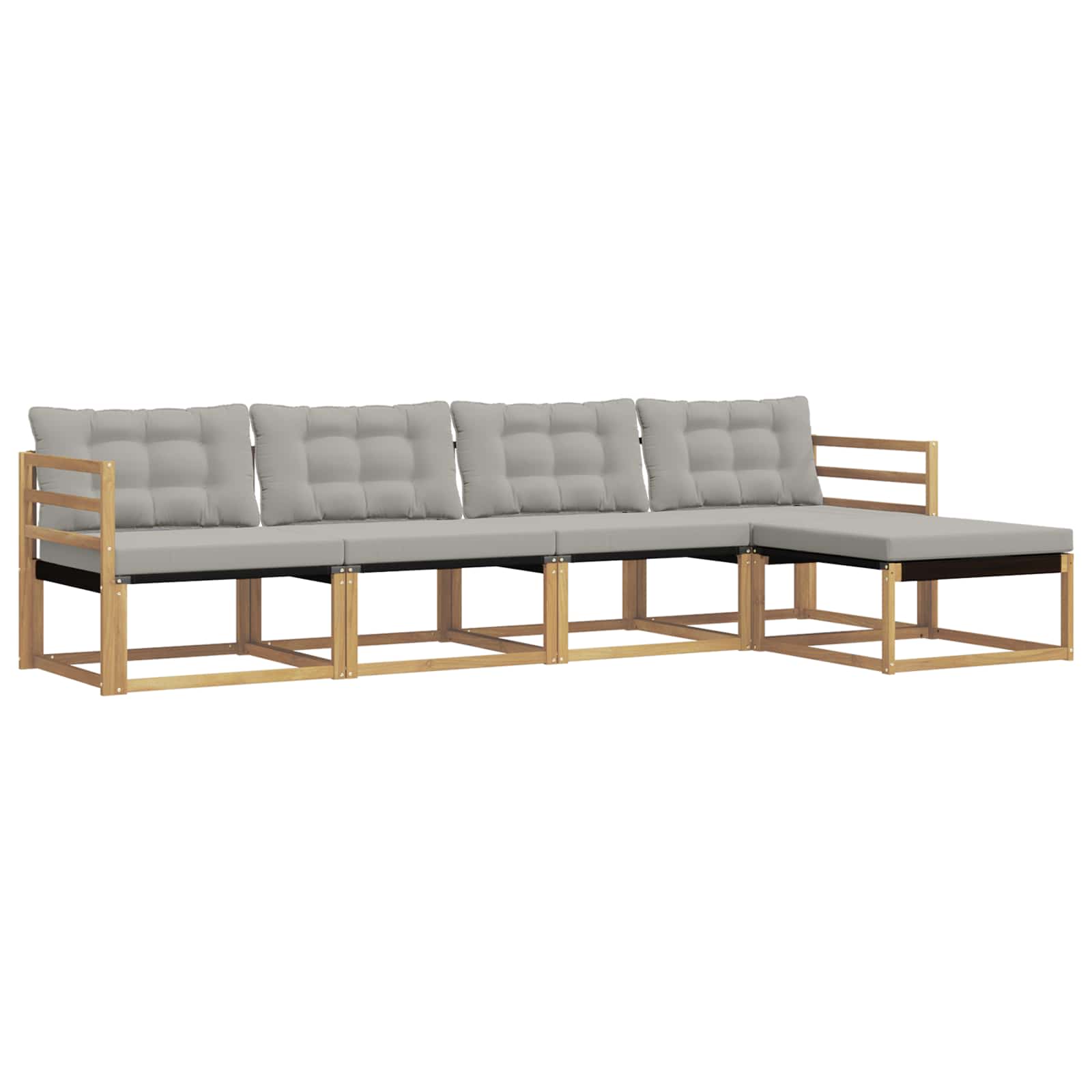 Outdoor-Sofagarnitur mit Kissen 5 pcs Weiß und Hellgrau