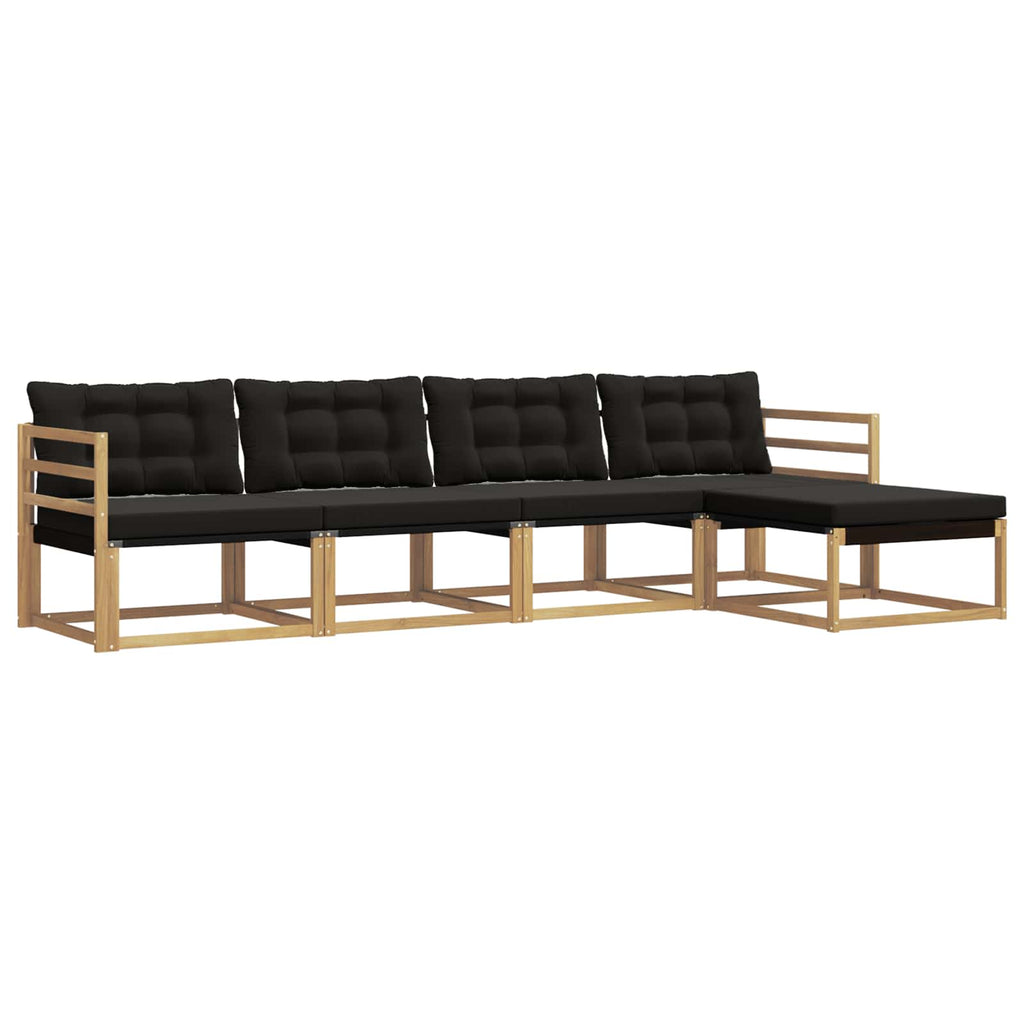 Outdoor-Sofagarnitur mit Kissen 5 pcs Weiß und Schwarz