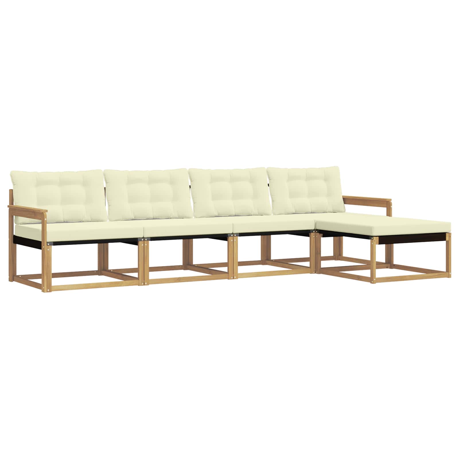 Outdoor-Sofagarnitur mit Kissen 5 pcs Weiß und Creme