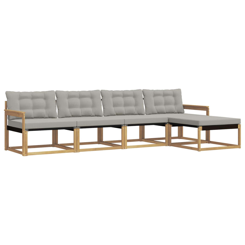 Outdoor-Sofagarnitur mit Kissen 5 pcs Weiß und Hellgrau