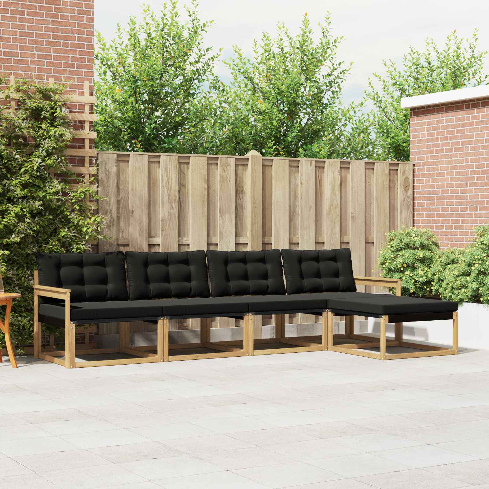 Outdoor-Sofagarnitur mit Kissen 5 pcs Weiß und Schwarz