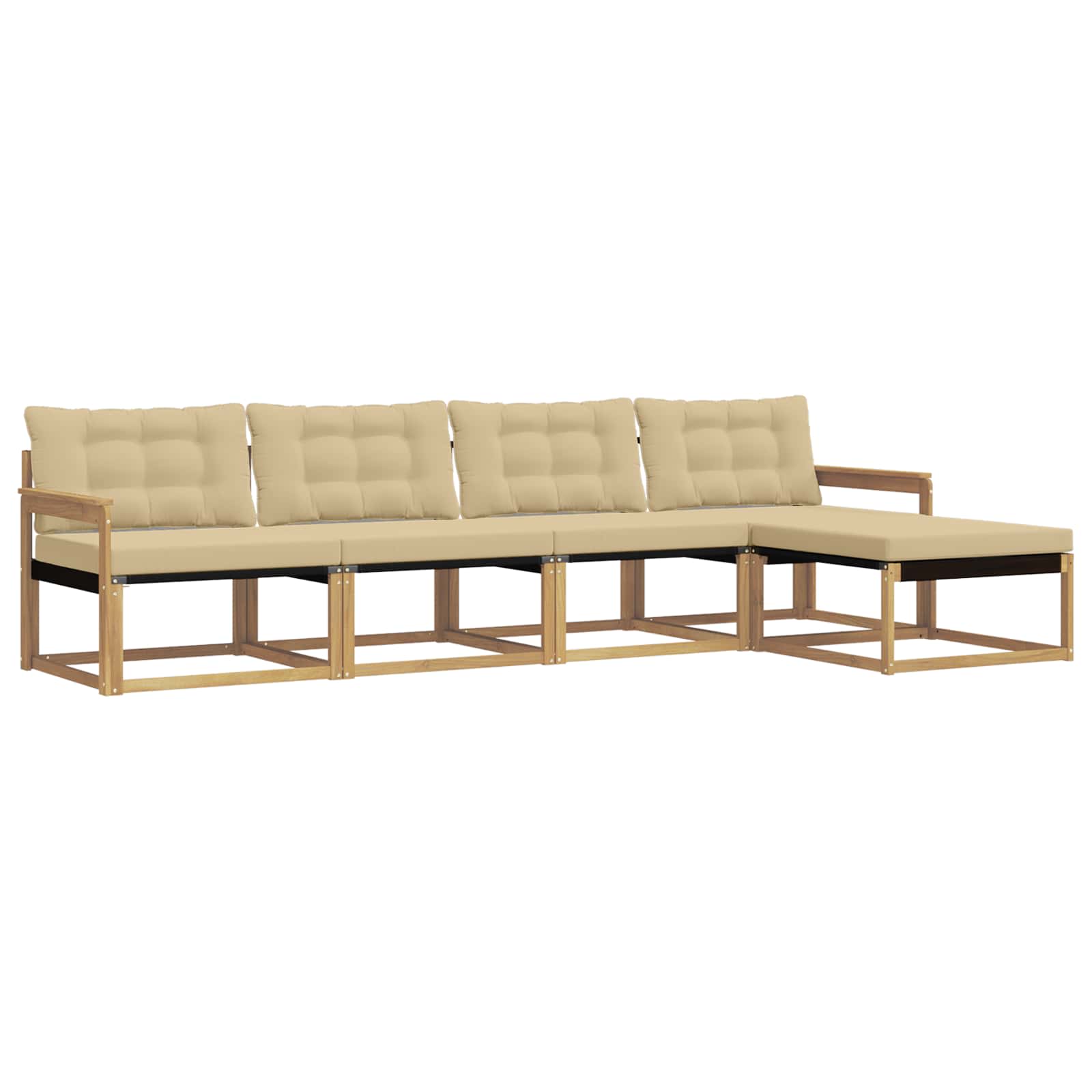 Outdoor-Sofagarnitur mit Kissen 5 pcs Weiß und Beige