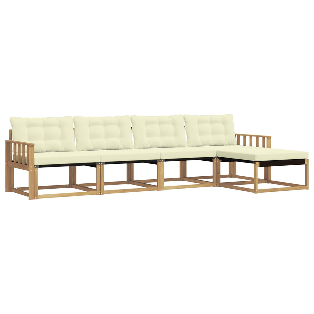 Outdoor-Sofagarnitur mit Kissen 5 pcs Weiß und Creme
