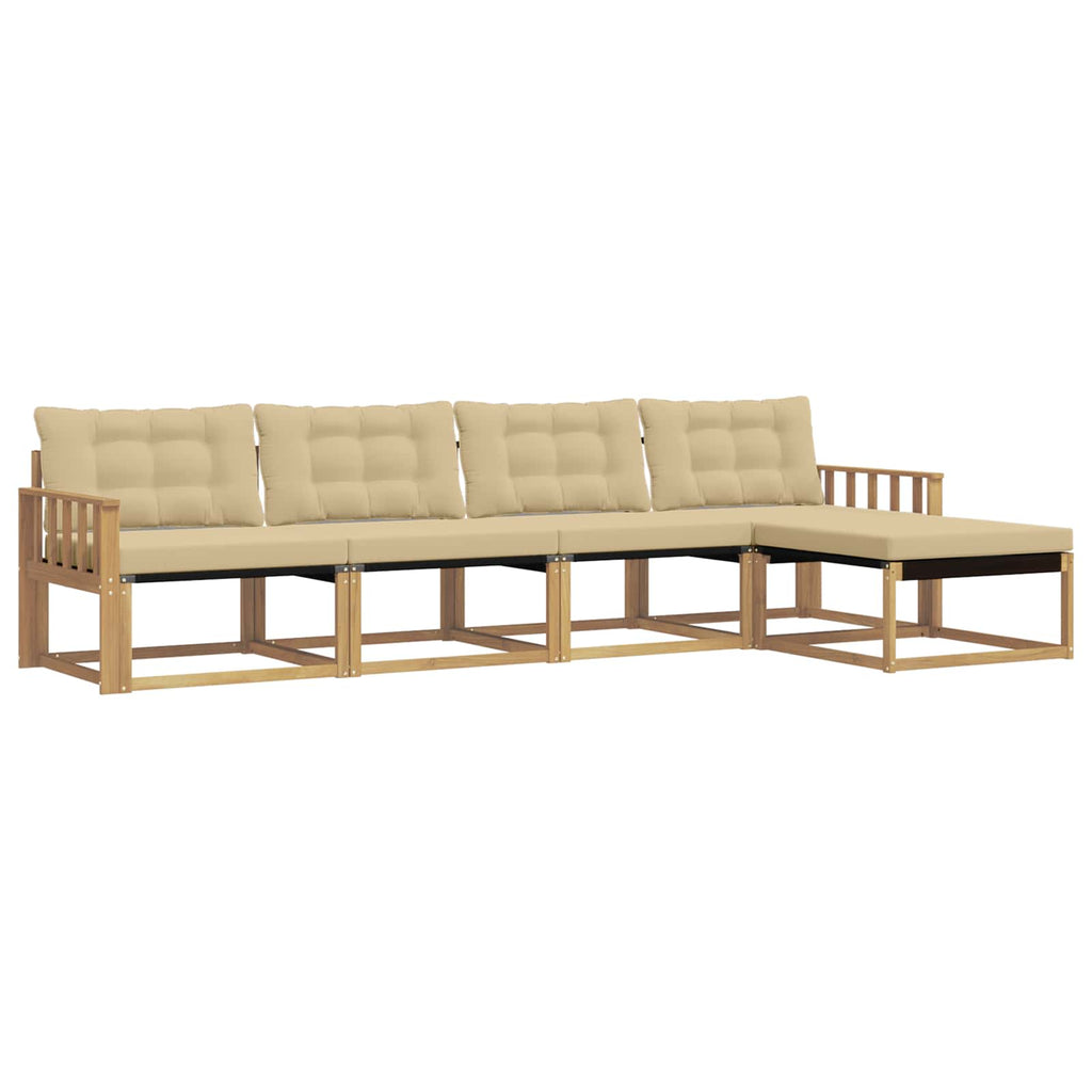 Outdoor-Sofagarnitur mit Kissen 5 pcs Weiß und Beige