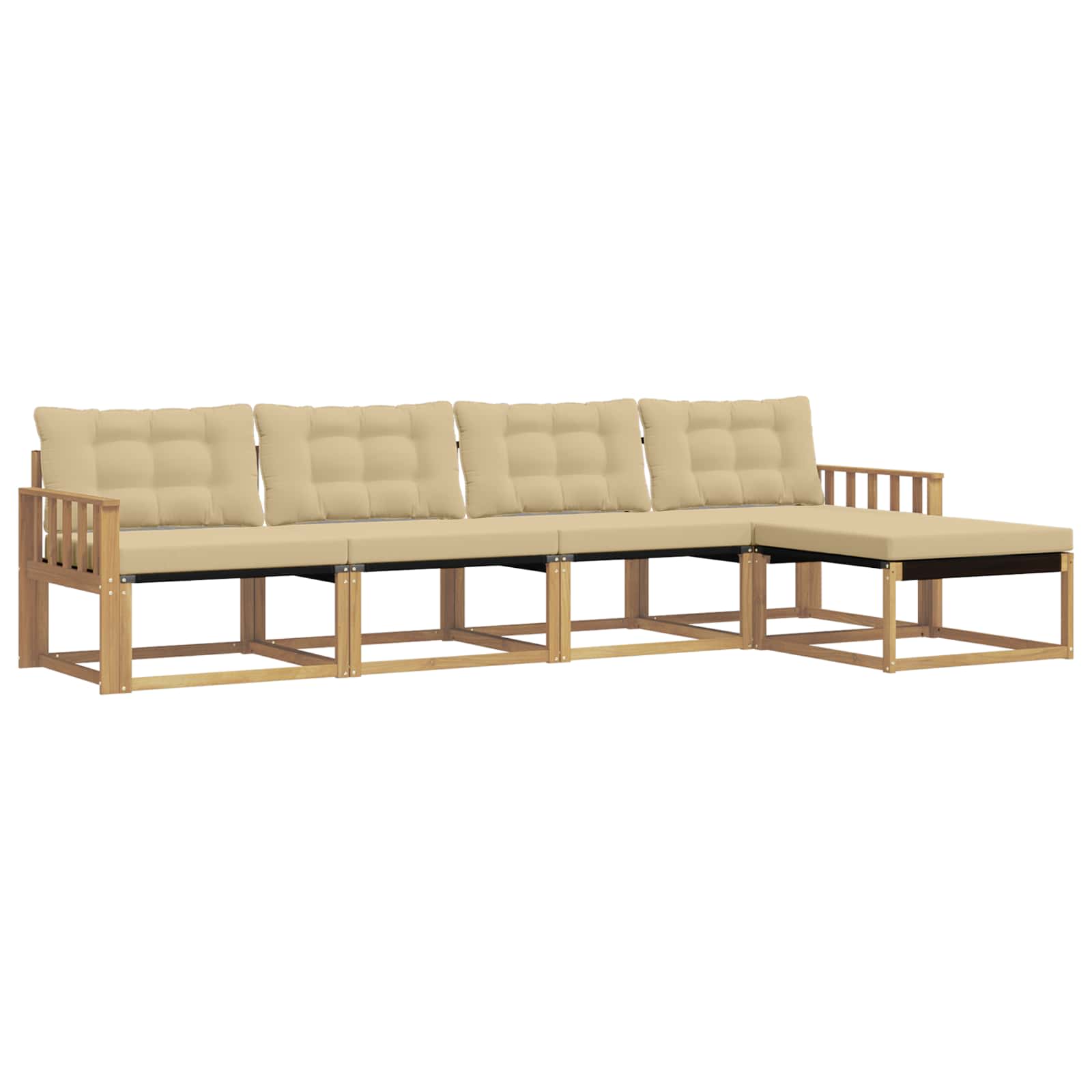 Outdoor-Sofagarnitur mit Kissen 5 pcs Weiß und Beige