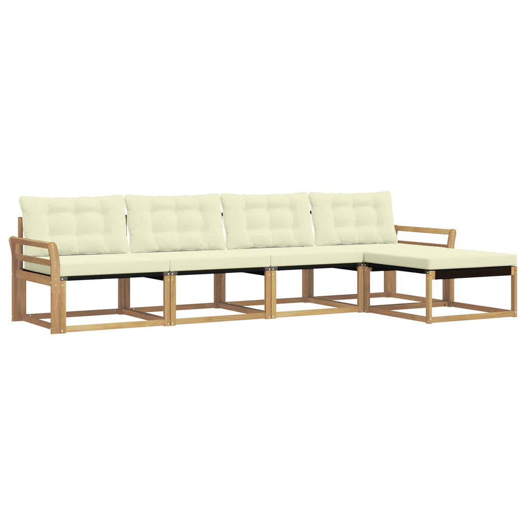 Outdoor-Sofagarnitur mit Kissen 5 pcs Weiß und Creme