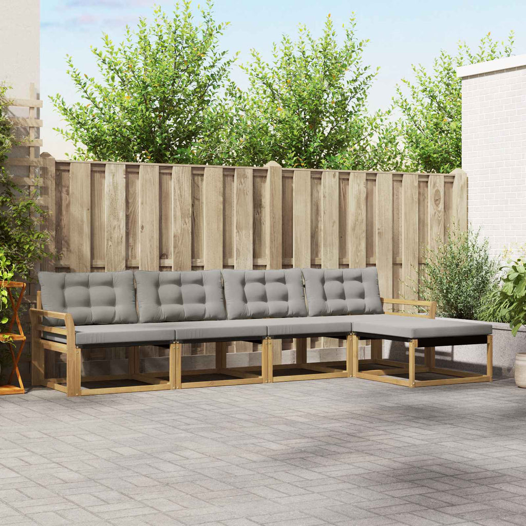 Outdoor-Sofagarnitur mit Kissen 5 pcs Weiß und Hellgrau